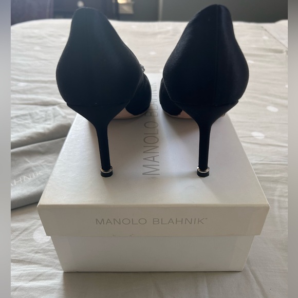 Manolo Blahnik Hangisi in Black Satin - Picture 6 of 6